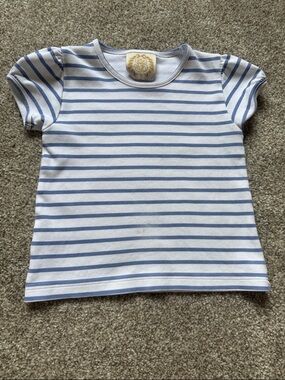 The Beaufort Bonnet Company White & Light Blue Striped Short Sleeve Tee
